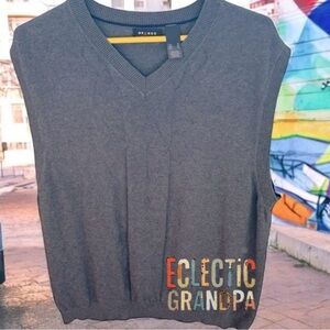 👛 (ANY 2/$20) CLAIRBORNE Axcess Gray Vest Argyl Motif XL